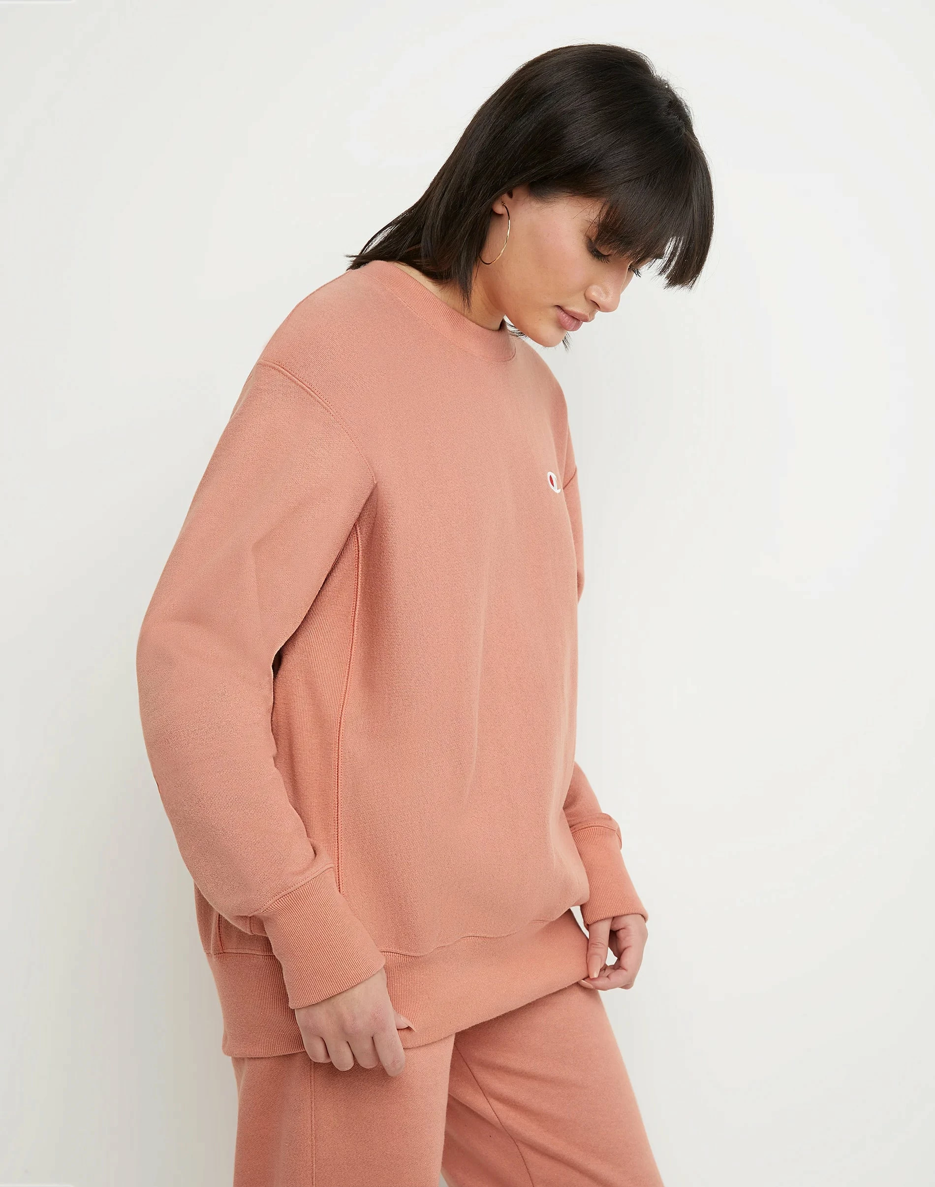 Women's Champion Reverse Weave Boyfriend Crew Timeless Coral ORANGE 5 Women's Champion Reverse Weave Boyfriend Crew Timeless Coral ORANGE - Image 3