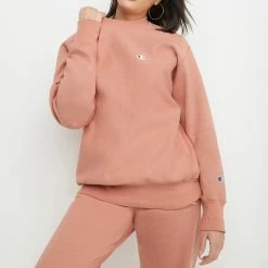 Women's Champion Reverse Weave Boyfriend Crew Timeless Coral ORANGE