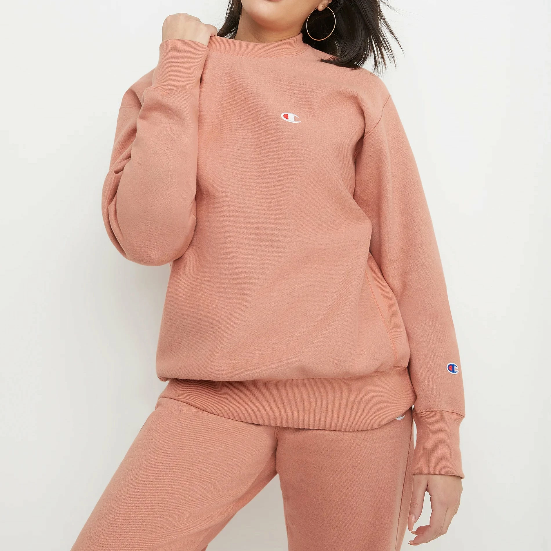 Women's Champion Reverse Weave Boyfriend Crew Timeless Coral ORANGE 3 Women's Champion Reverse Weave Boyfriend Crew Timeless Coral ORANGE