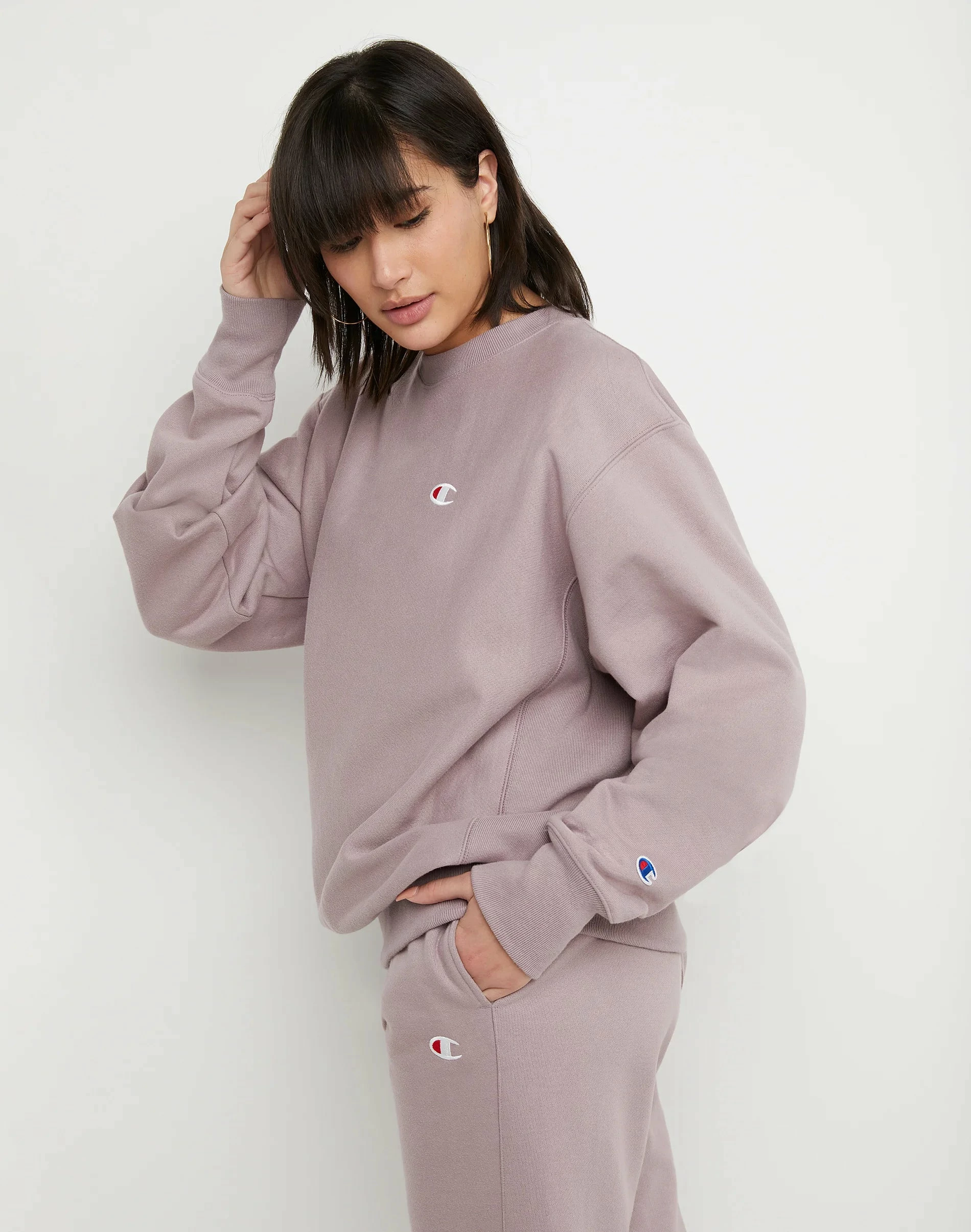 Women's Champion Reverse Weave Boyfriend Crew Vintage Mauve PURPLE 4 Women's Champion Reverse Weave Boyfriend Crew Vintage Mauve PURPLE - Image 2