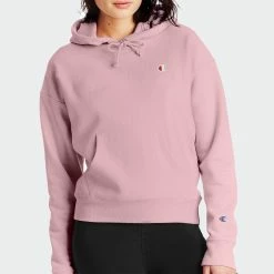 Women's Champion RW Hoodie C Logo Pink Beige PINK