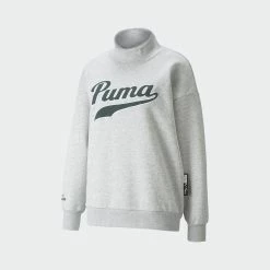Women's PUMA Team Turtleneck Sweatshirt Grey LIGHT GRAY