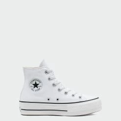 Women's Converse Canvas Platform Chuck Taylor All Star High Top Shoes White WHITE