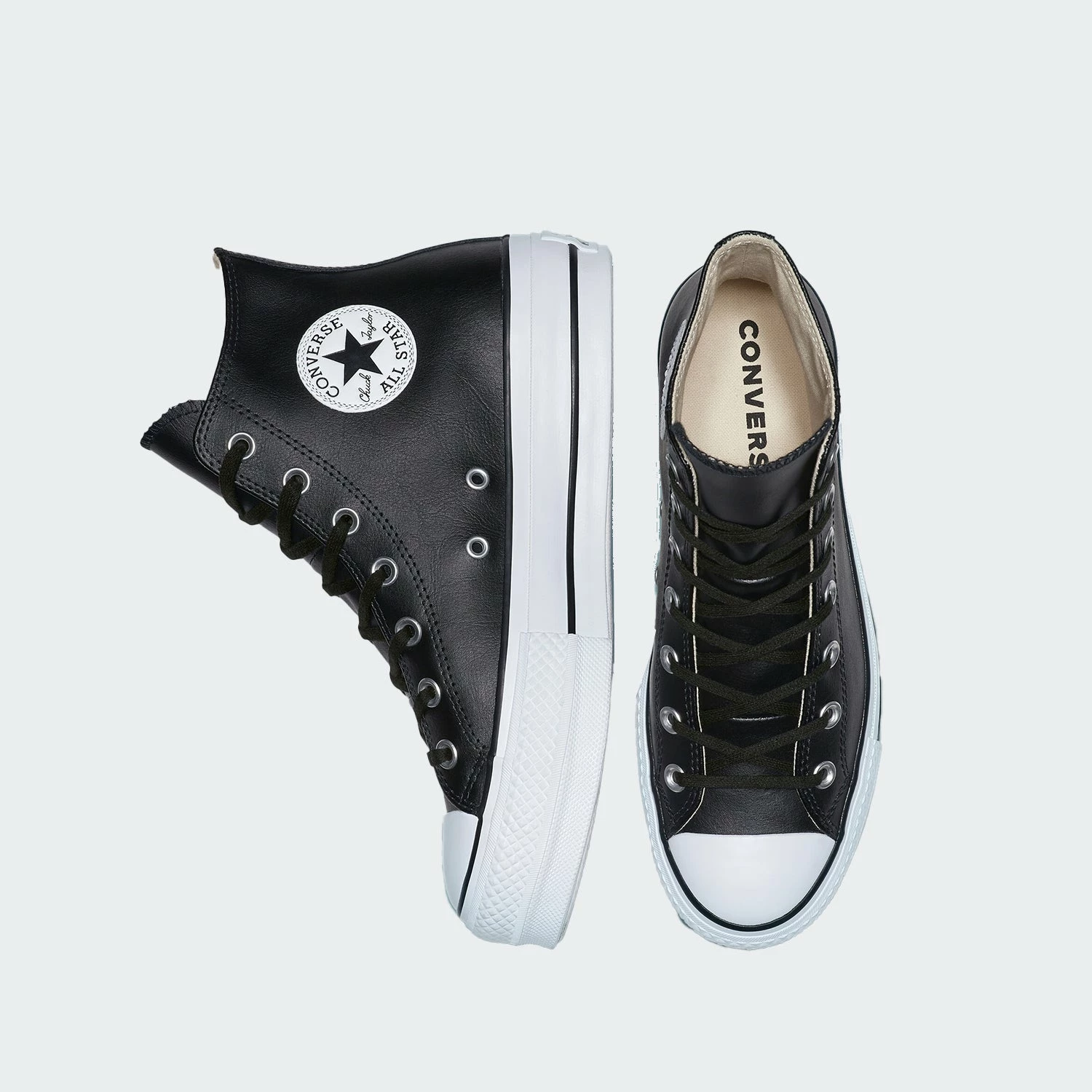 Women's Converse Clean Leather Platform Chuck Taylor All Star Shoes Black BLACK 8 Women's Converse Clean Leather Platform Chuck Taylor All Star Shoes Black BLACK - Image 6