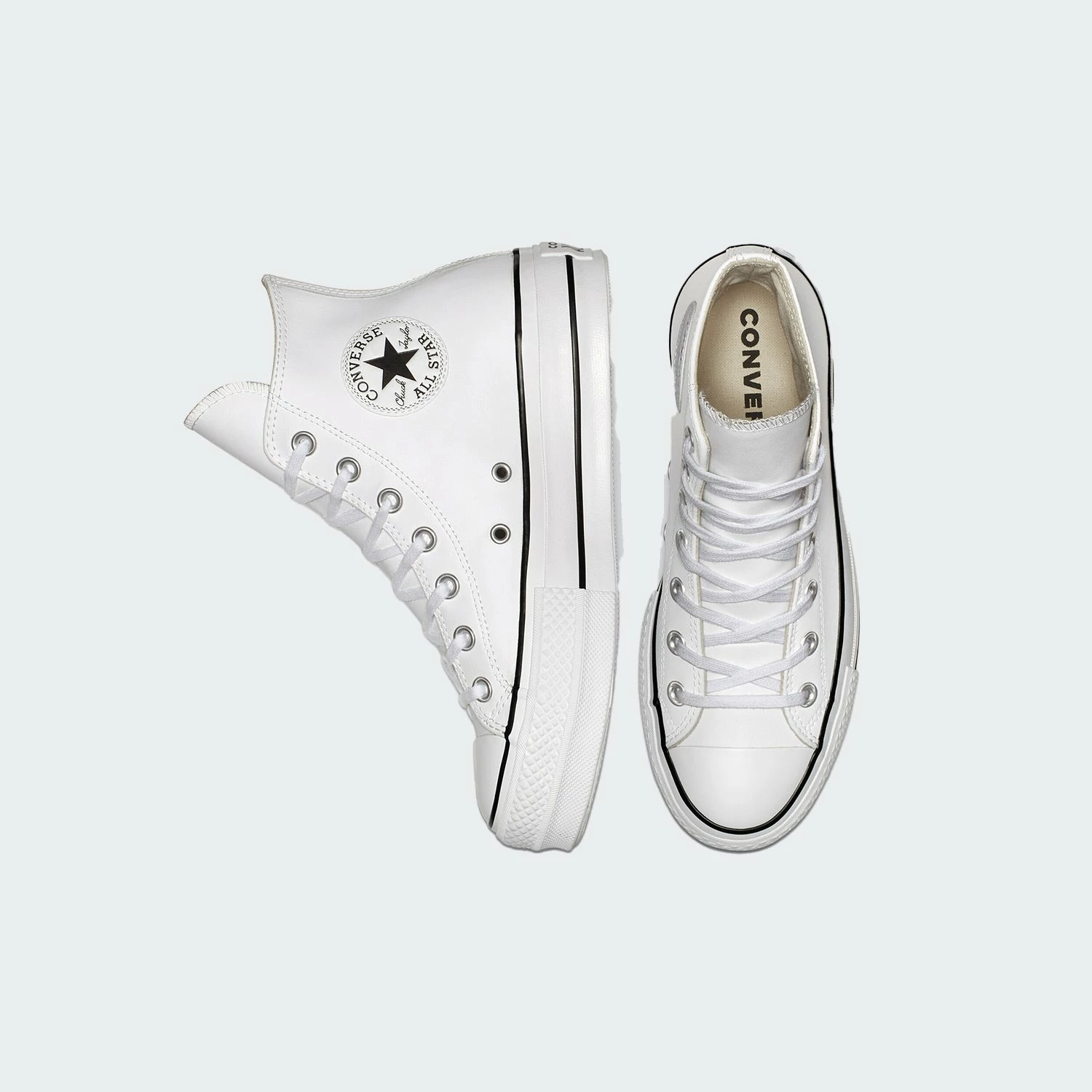 Women's Converse Clean Leather Platform Chuck Taylor All Star Shoes White WHITE 7 Women's Converse Clean Leather Platform Chuck Taylor All Star Shoes White WHITE - Image 5