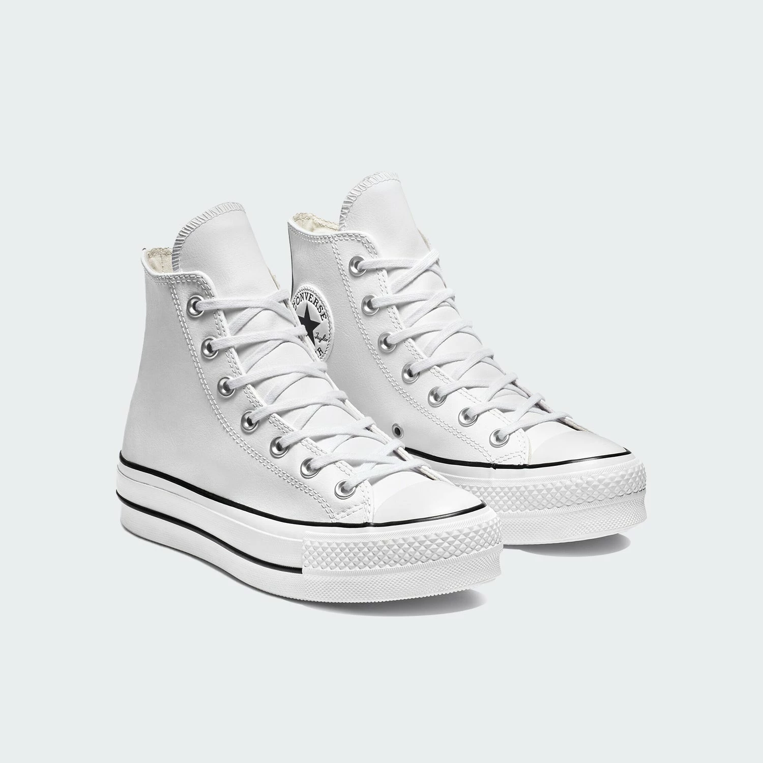 Women's Converse Clean Leather Platform Chuck Taylor All Star Shoes White WHITE 6 Women's Converse Clean Leather Platform Chuck Taylor All Star Shoes White WHITE - Image 4