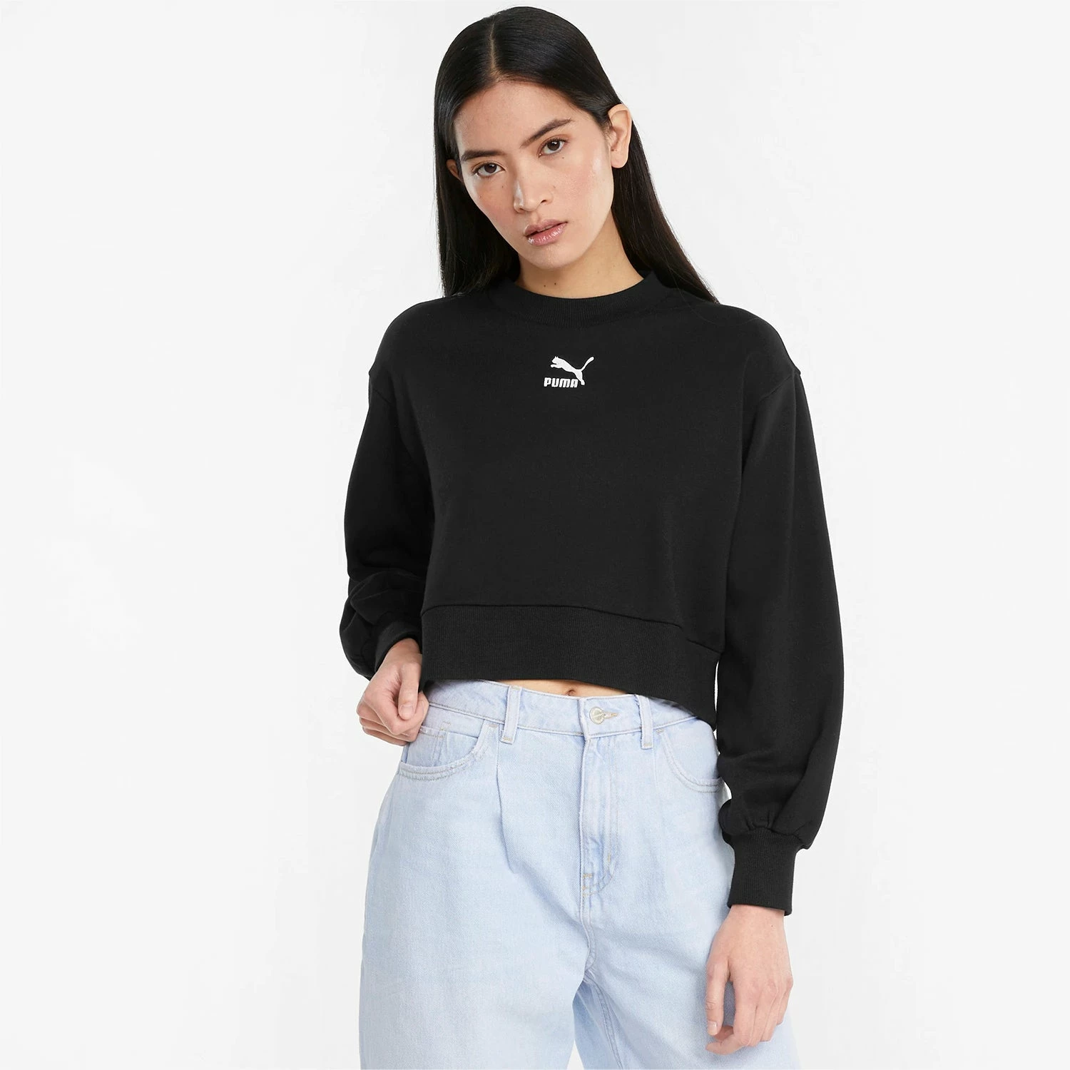 Women's PUMA Classics Puff Sleeve Crew Neck Sweatshirt Black BLACK 7 Women's PUMA Classics Puff Sleeve Crew Neck Sweatshirt Black BLACK - Image 5