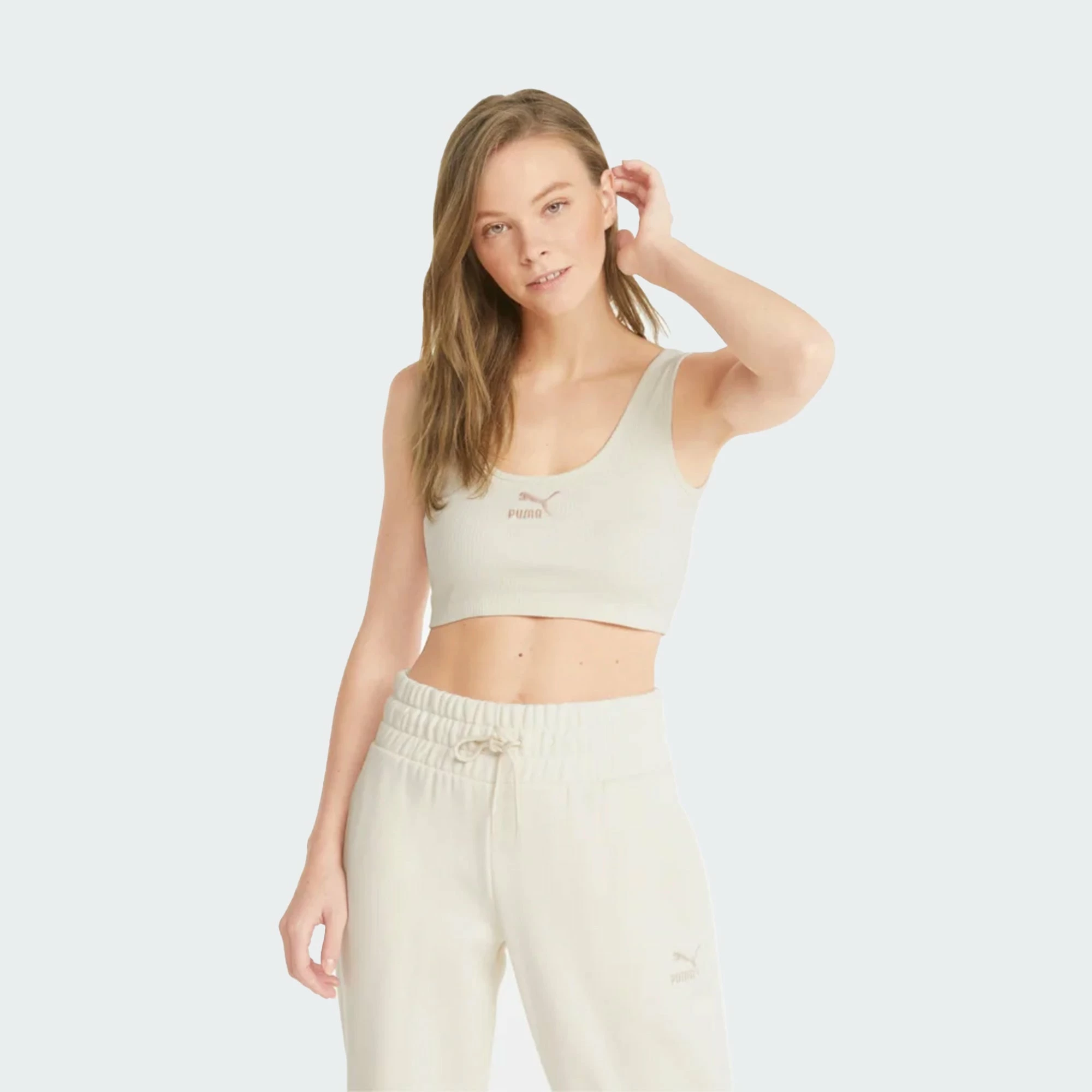 Women's PUMA Classics Ribbed Crop Top Bye Dye CREAM 5 Women's PUMA Classics Ribbed Crop Top Bye Dye CREAM - Image 3