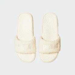 Women's PUMA Cool Cat Sherpa Slides White WHITE -women‘s Sales Store Women s PUMA Cool Cat Sherpa Slides White 38345302 02