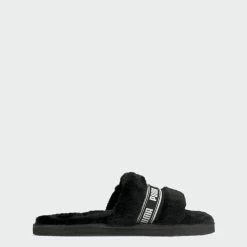 Women's PUMA Fluff Remix Slides Black BLACK