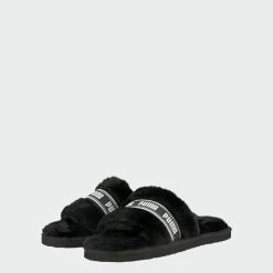 Women's PUMA Fluff Remix Slides Black BLACK -women‘s Sales Store Women s PUMA Fluff Remix Slides Black 38524001 05