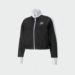 Women's PUMA Iconic T7 Cropped PT Jacket Black BLACK