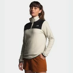 Women's The North Face TKA Glacier Snap-Neck Pullover Vintage White WHITE