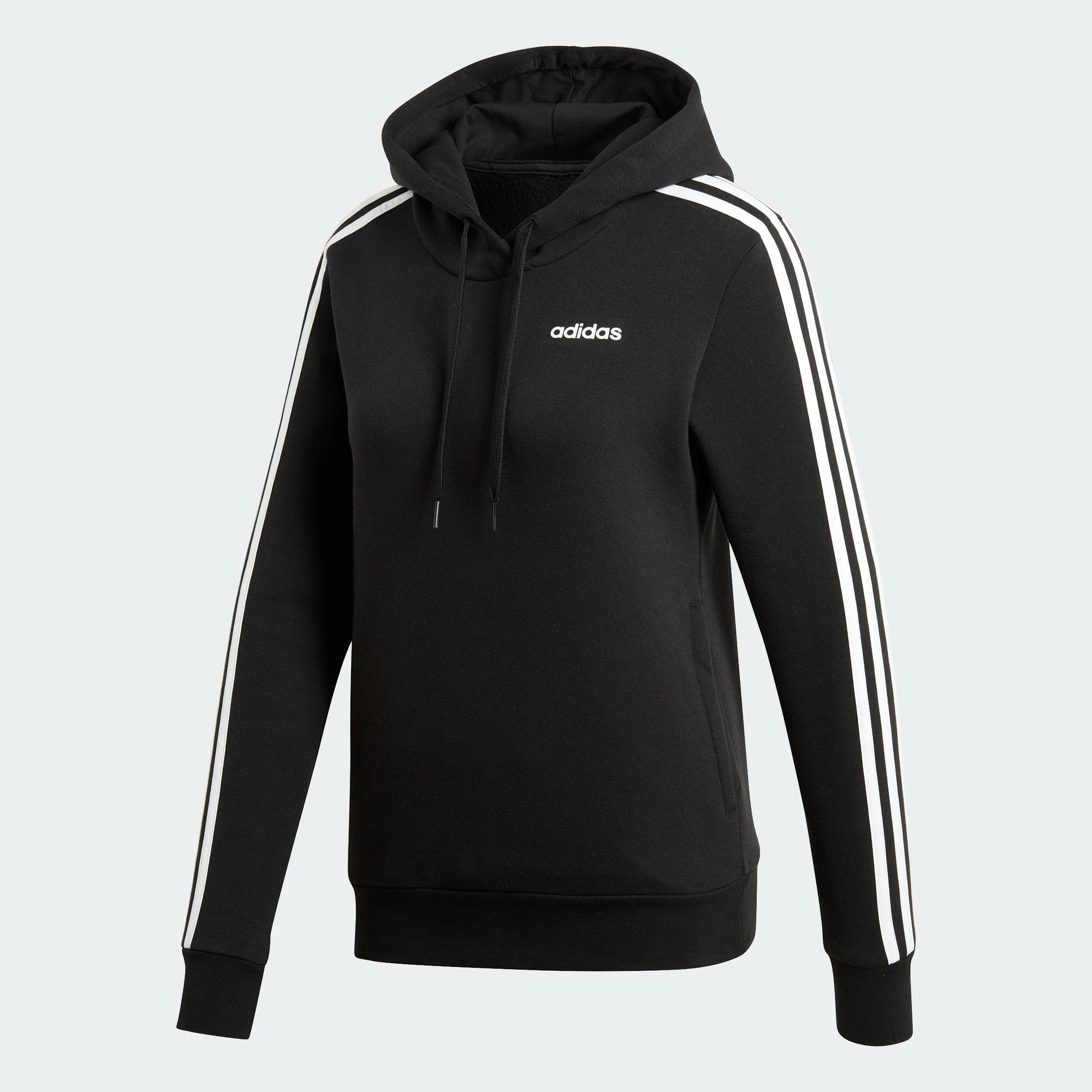 Women's Adidas Essentials 3-Stripes Hoodie Black BLACK 3 Women's Adidas Essentials 3-Stripes Hoodie Black BLACK
