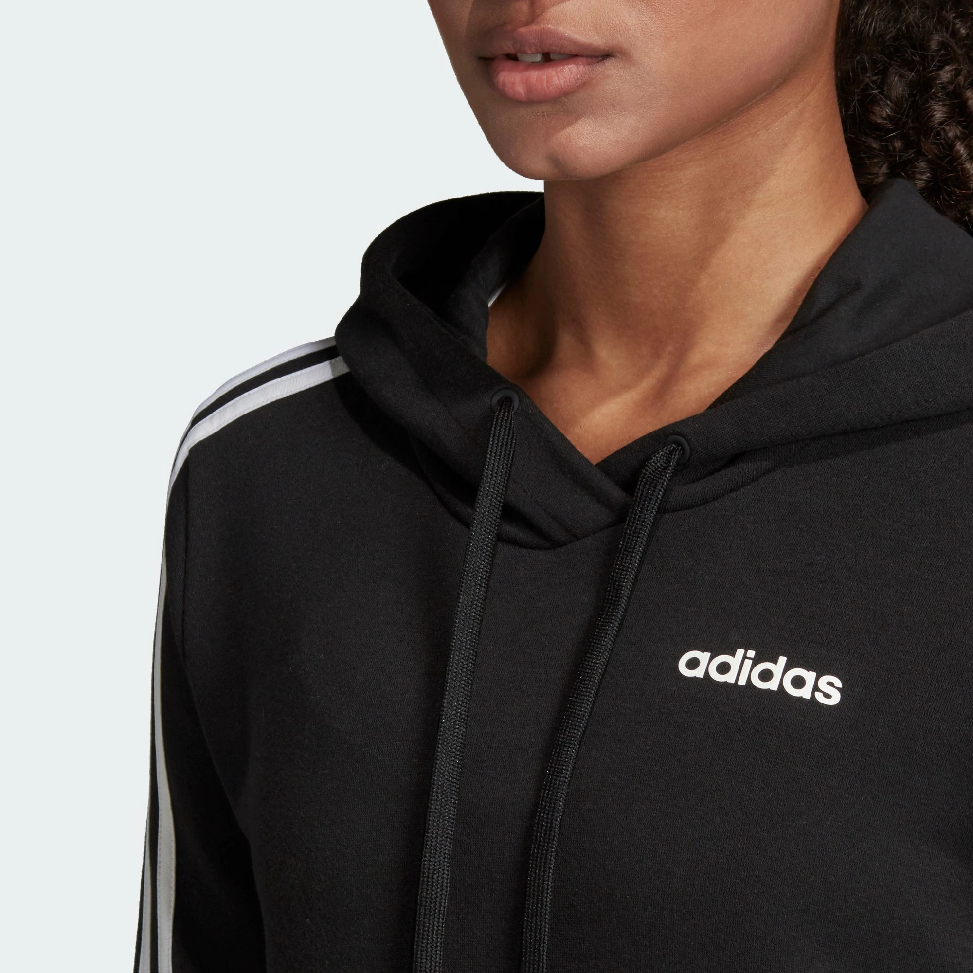 Women's Adidas Essentials 3-Stripes Hoodie Black BLACK 10 Women's Adidas Essentials 3-Stripes Hoodie Black BLACK - Image 8