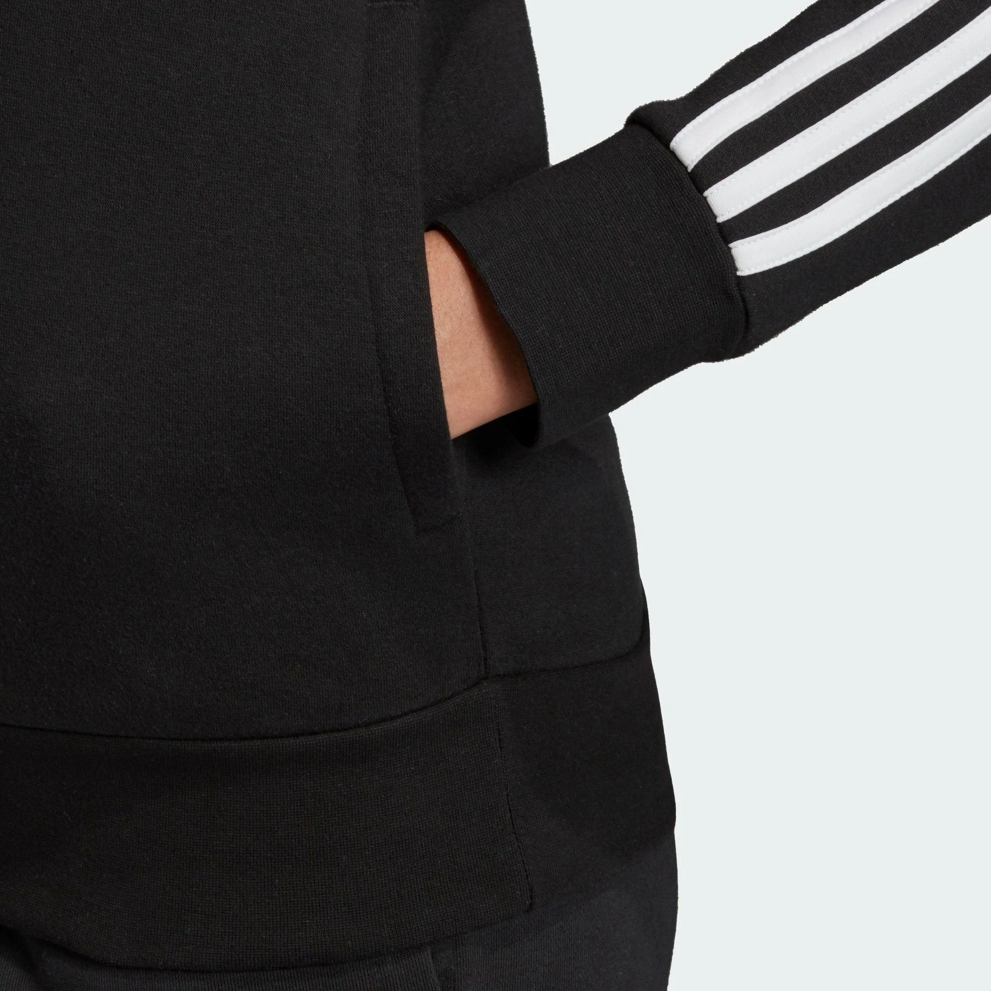 Women's Adidas Essentials 3-Stripes Hoodie Black BLACK 12 Women's Adidas Essentials 3-Stripes Hoodie Black BLACK - Image 10