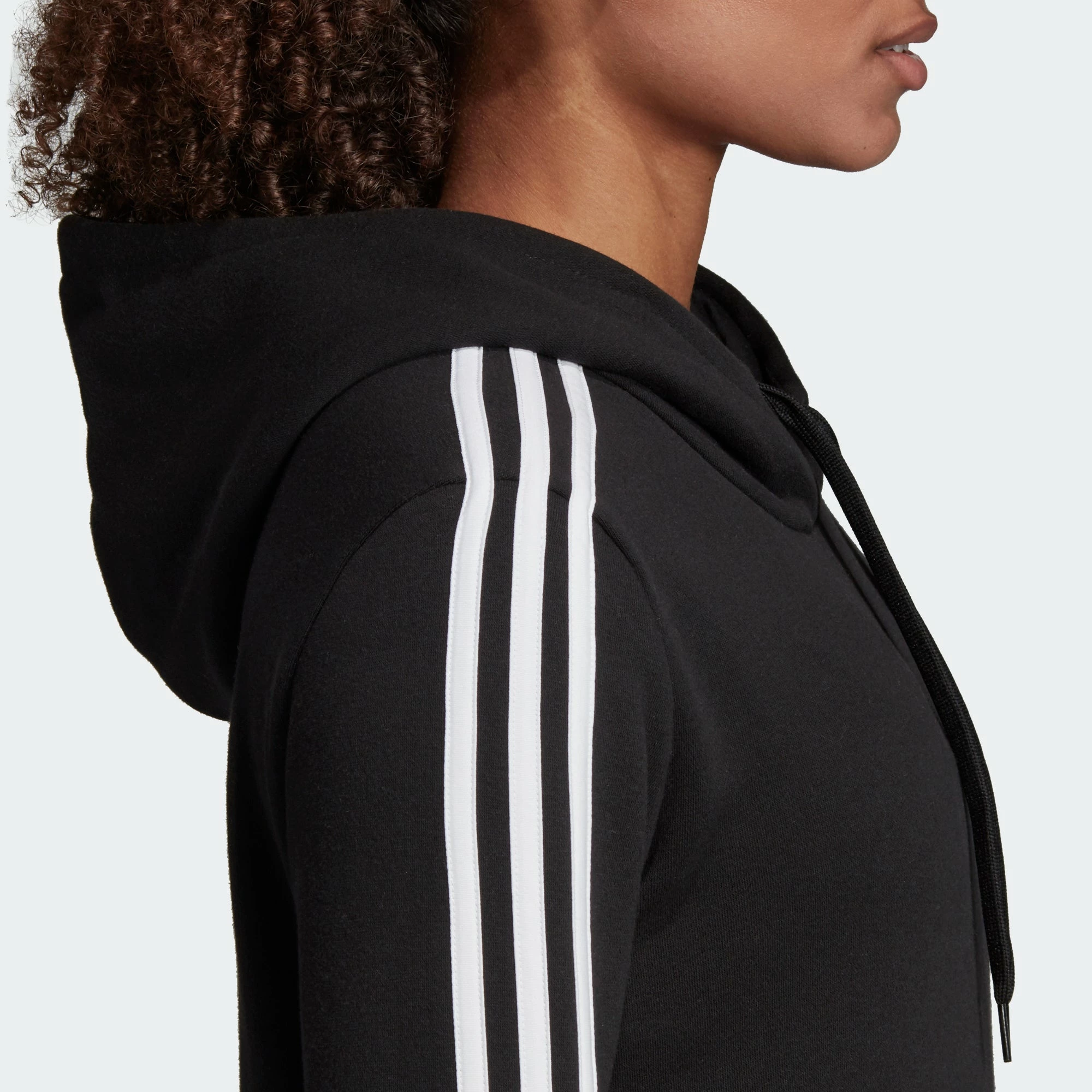 Women's Adidas Essentials 3-Stripes Hoodie Black BLACK 11 Women's Adidas Essentials 3-Stripes Hoodie Black BLACK - Image 9