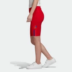 Women's Adidas Originals Adicolor 3D Trefoil Biker Shorts Scarlet RED -women‘s Sales Store Women sadidasOriginalsAdicolor3DTrefoilBikerShortsScarletGD2323 5