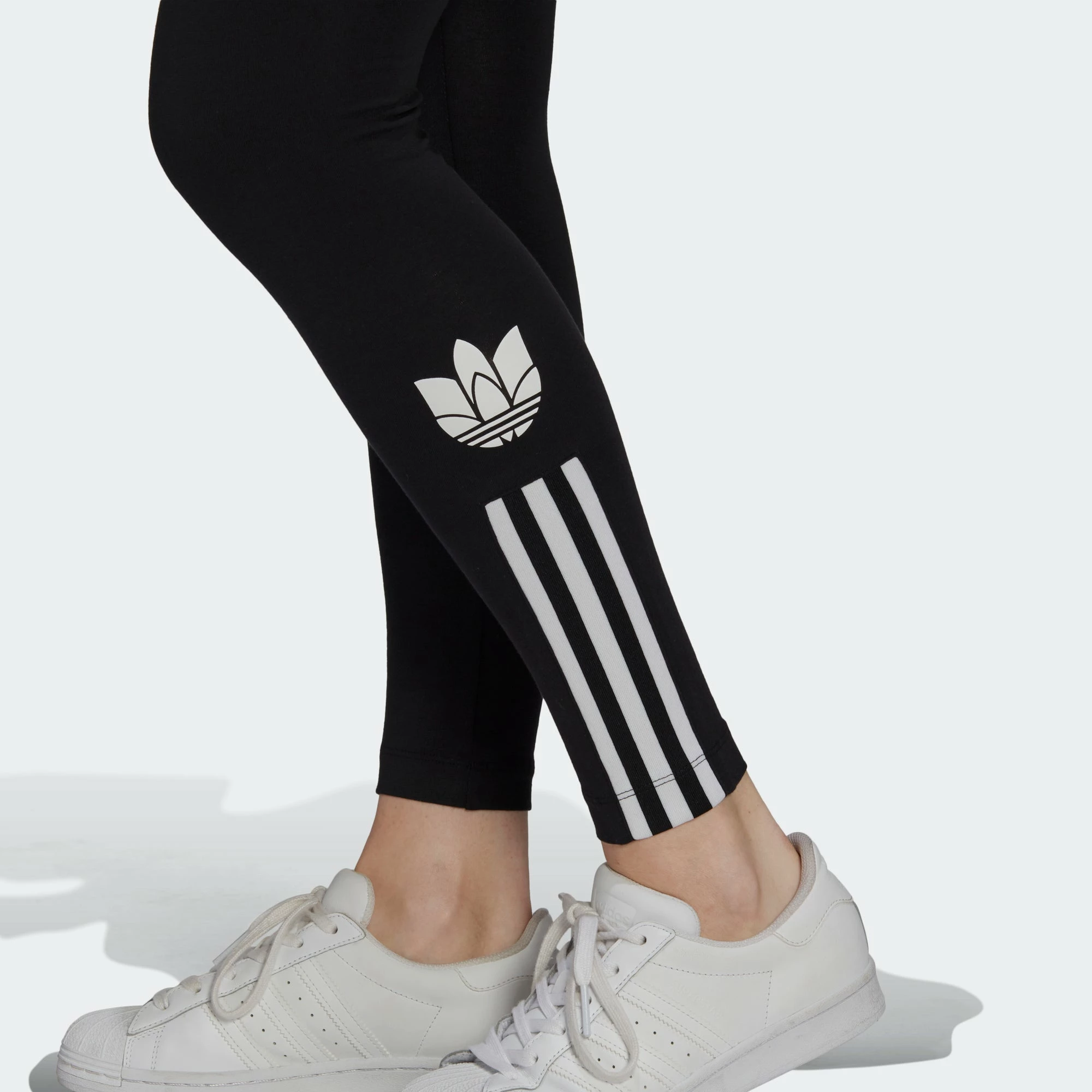 Women's Adidas Originals Adicolor 3D Trefoil High-Waisted Tights Black BLACK 8 Women's Adidas Originals Adicolor 3D Trefoil High-Waisted Tights Black BLACK - Image 6