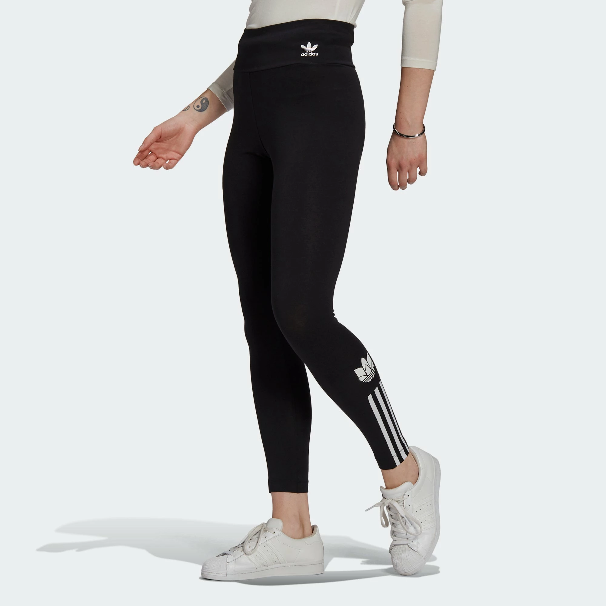 Women's Adidas Originals Adicolor 3D Trefoil High-Waisted Tights Black BLACK 5 Women's Adidas Originals Adicolor 3D Trefoil High-Waisted Tights Black BLACK - Image 3