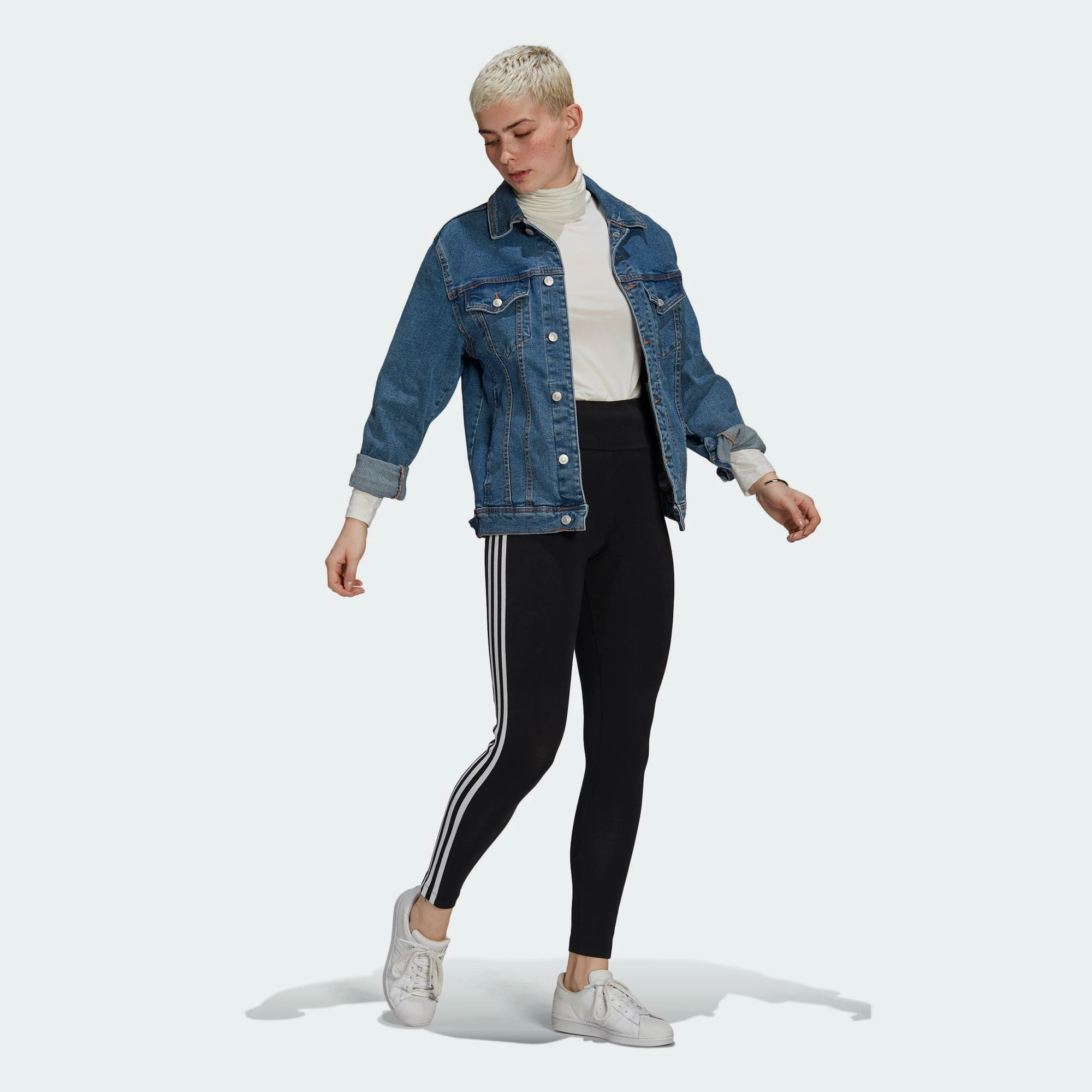 Women's Adidas Originals Adicolor 3D Trefoil High-Waisted Tights Black BLACK 4 Women's Adidas Originals Adicolor 3D Trefoil High-Waisted Tights Black BLACK - Image 2