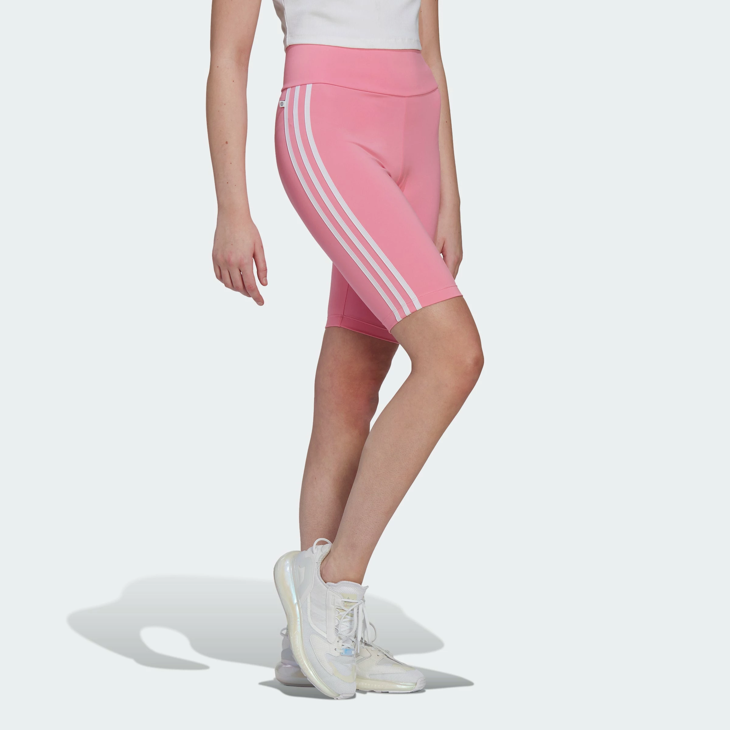 Women's Adidas Originals Adicolor Classics Primeblue Biker Shorts Pink PINK 5 Women's Adidas Originals Adicolor Classics Primeblue Biker Shorts Pink PINK - Image 4