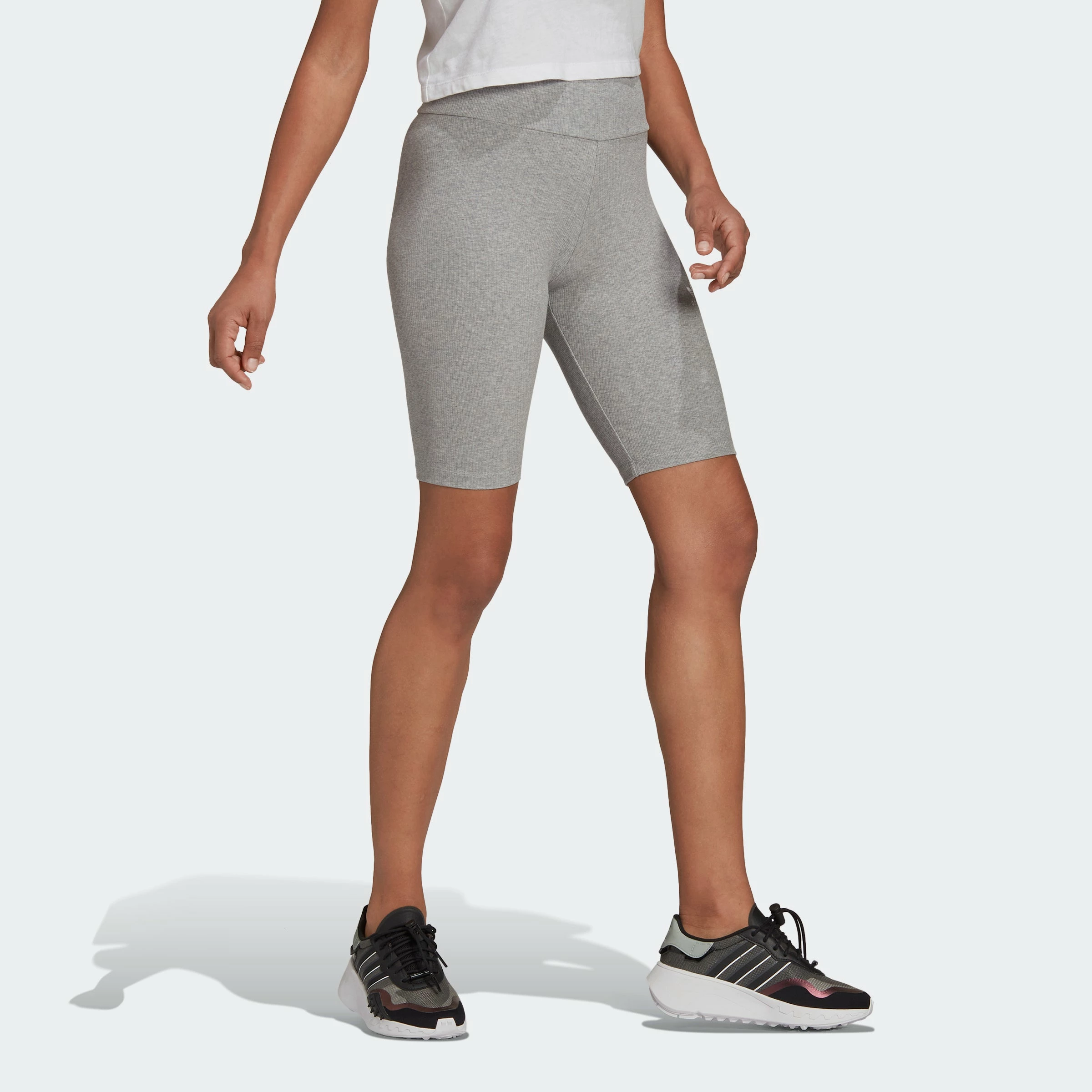 Women's Adidas Originals Adicolor Essentials Biker Shorts Grey GRAY 5 Women's Adidas Originals Adicolor Essentials Biker Shorts Grey GRAY - Image 3
