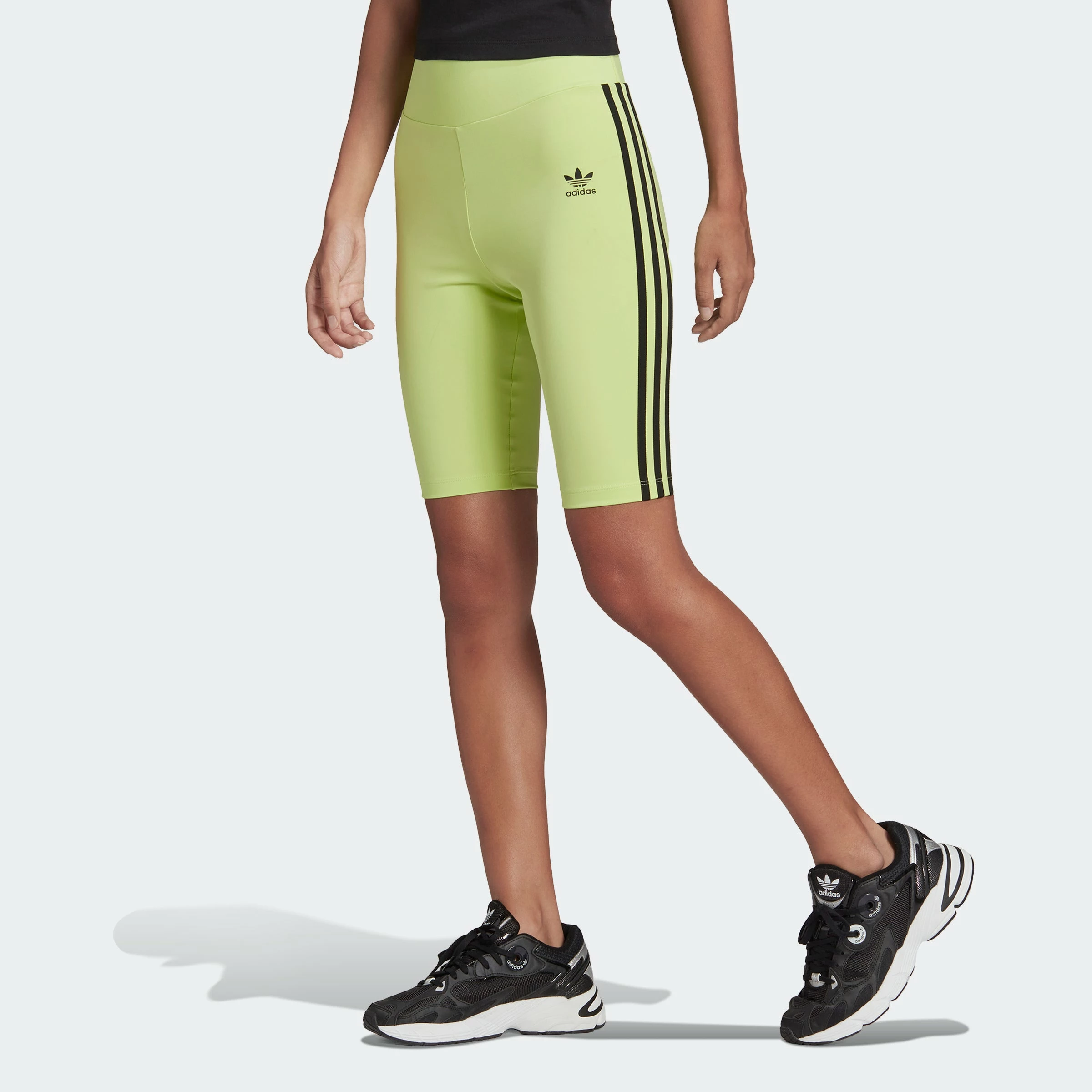Women’s Adidas Originals Adicolor Primeblue Biker Shorts Lime GREEN 4 Women’s Adidas Originals Adicolor Primeblue Biker Shorts Lime GREEN - Image 2