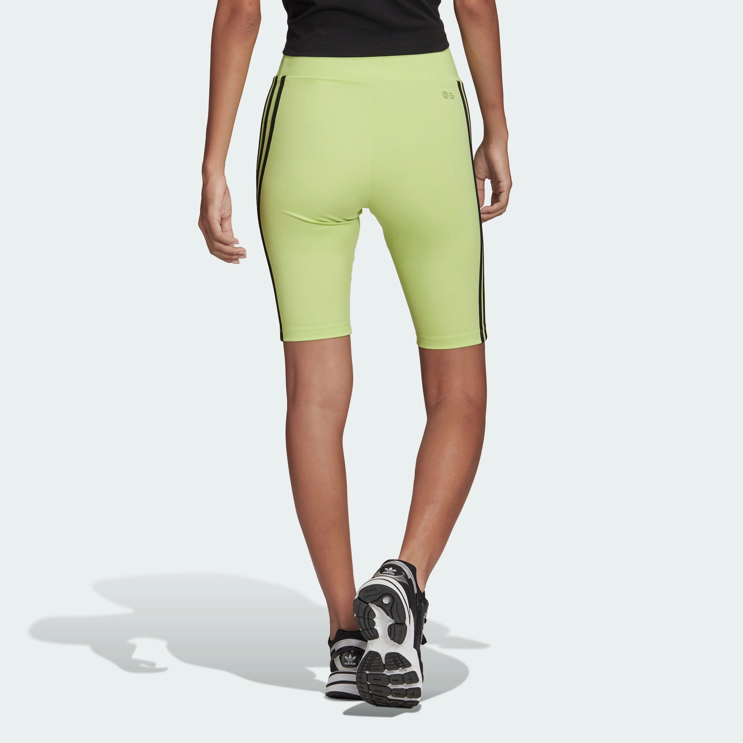 Women’s Adidas Originals Adicolor Primeblue Biker Shorts Lime GREEN 5 Women’s Adidas Originals Adicolor Primeblue Biker Shorts Lime GREEN - Image 3