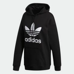 Women's Adidas Originals Adicolor Trefoil Hoodie Black BLACK