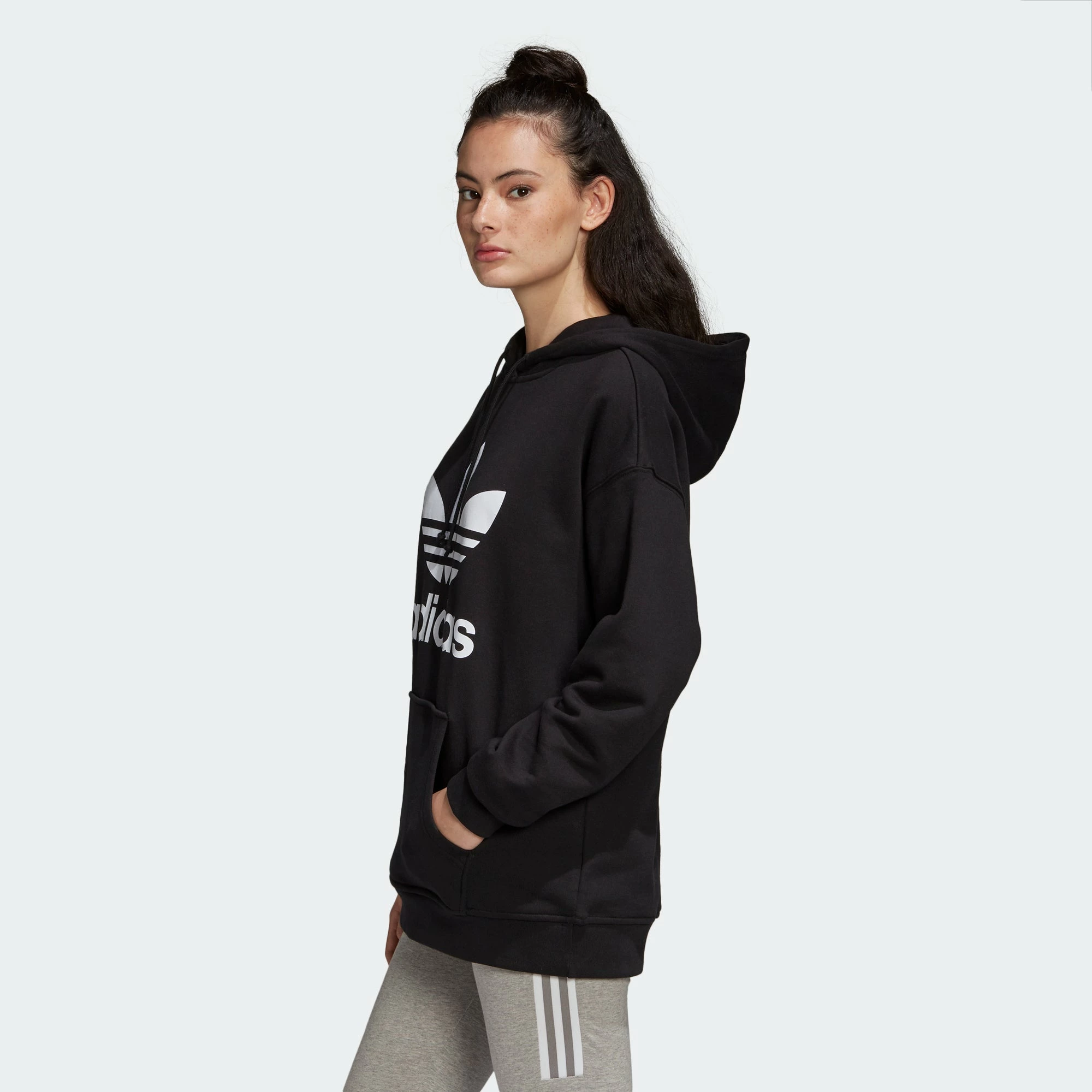 Women's Adidas Originals Adicolor Trefoil Hoodie Black BLACK 5 Women's Adidas Originals Adicolor Trefoil Hoodie Black BLACK - Image 3