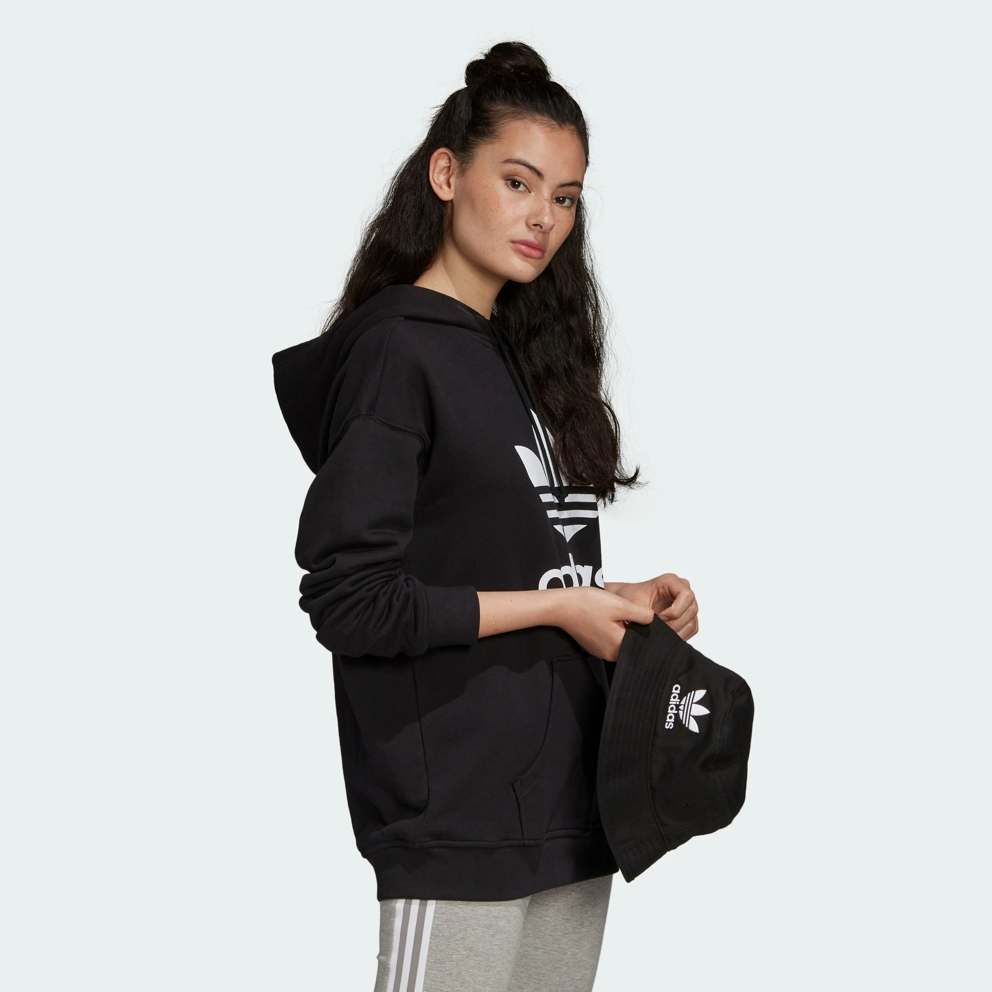 Women's Adidas Originals Adicolor Trefoil Hoodie Black BLACK 7 Women's Adidas Originals Adicolor Trefoil Hoodie Black BLACK - Image 5