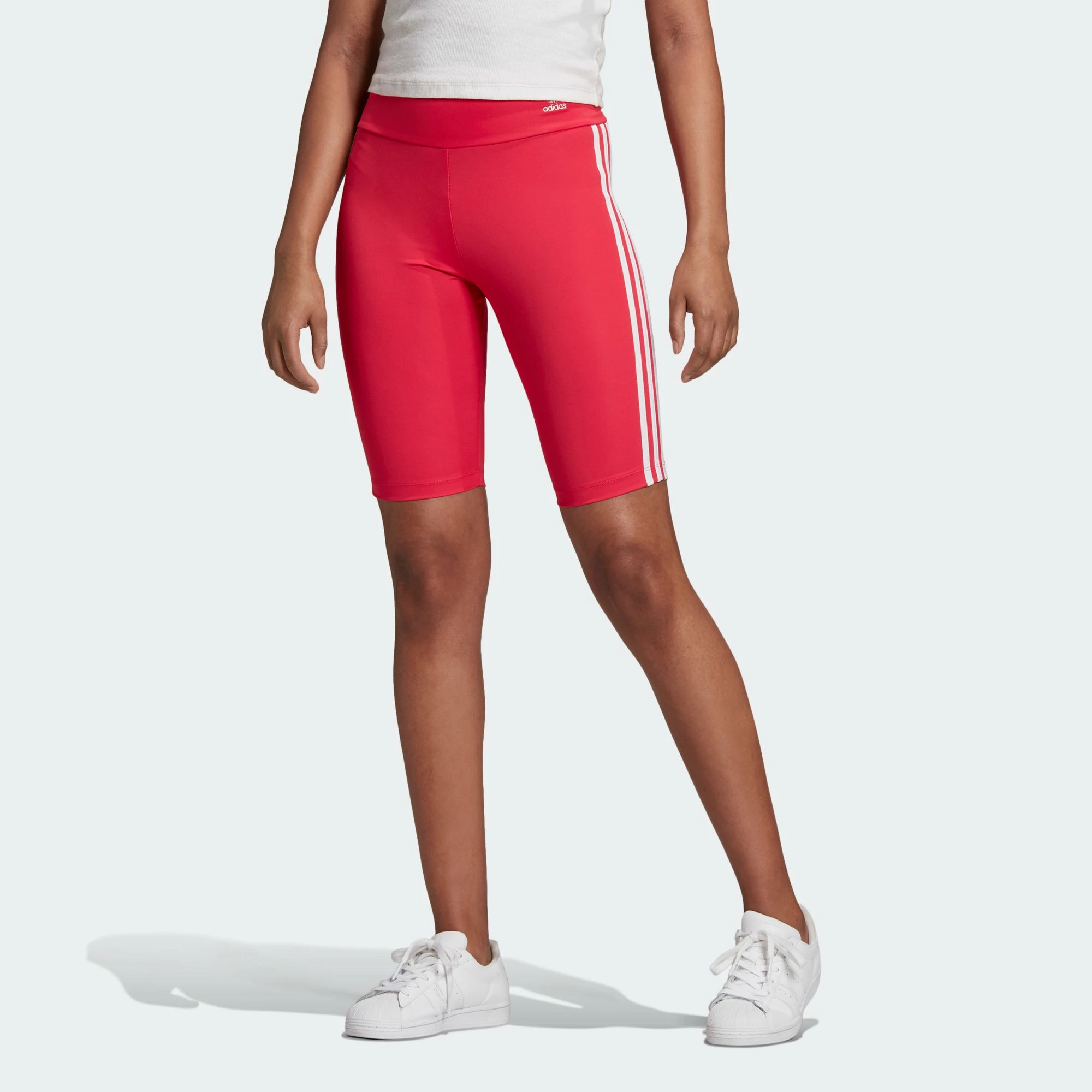 Women's Adidas Originals Biker Shorts Power Pink PINK 3 Women's Adidas Originals Biker Shorts Power Pink PINK - Image 2