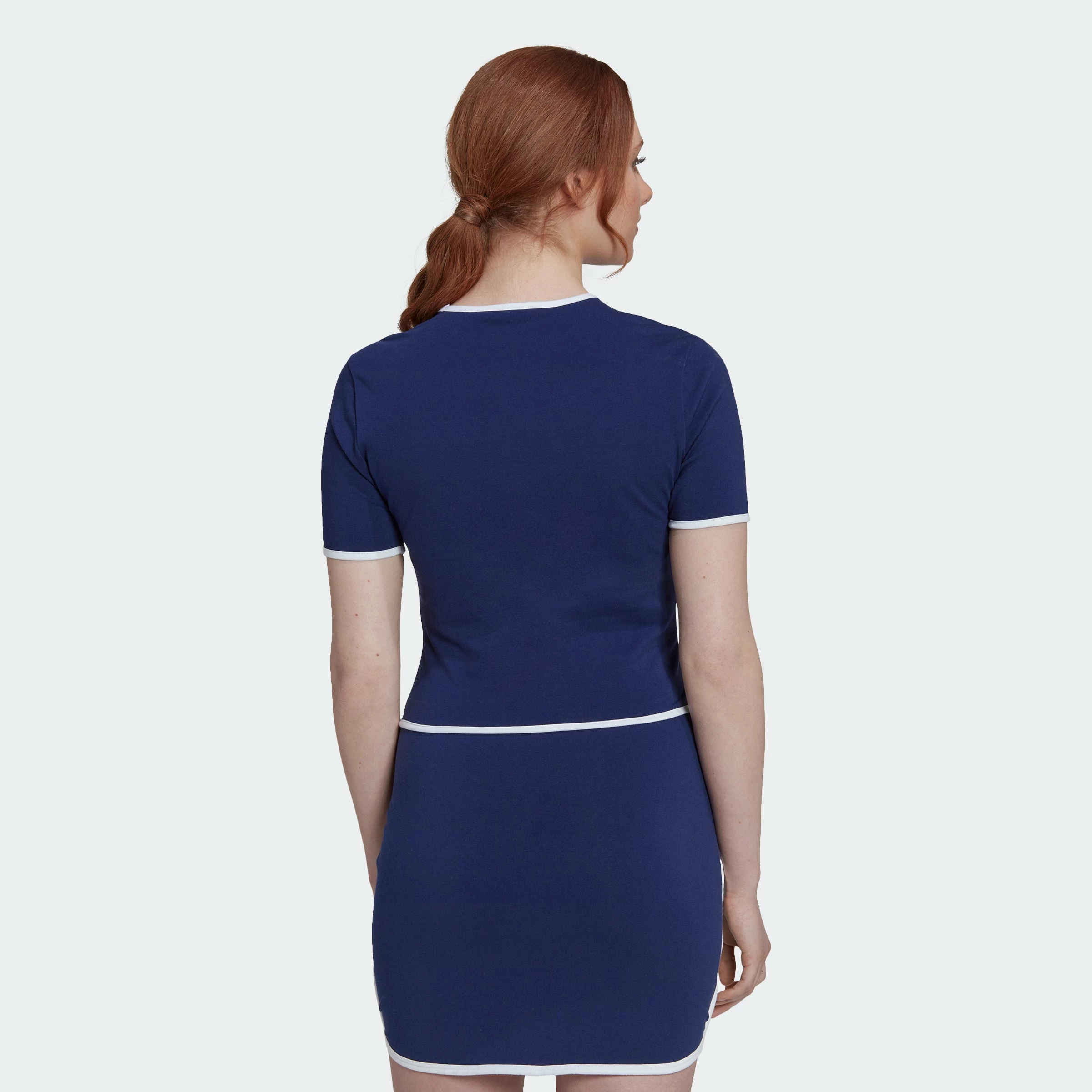 Women's Adidas Originals Crop Tee Binding Details Night Sky BLUE 5 Women's Adidas Originals Crop Tee Binding Details Night Sky BLUE - Image 3