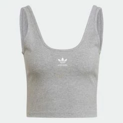 Women's Adidas Originals Essentials Rib Tank Top Grey GRAY