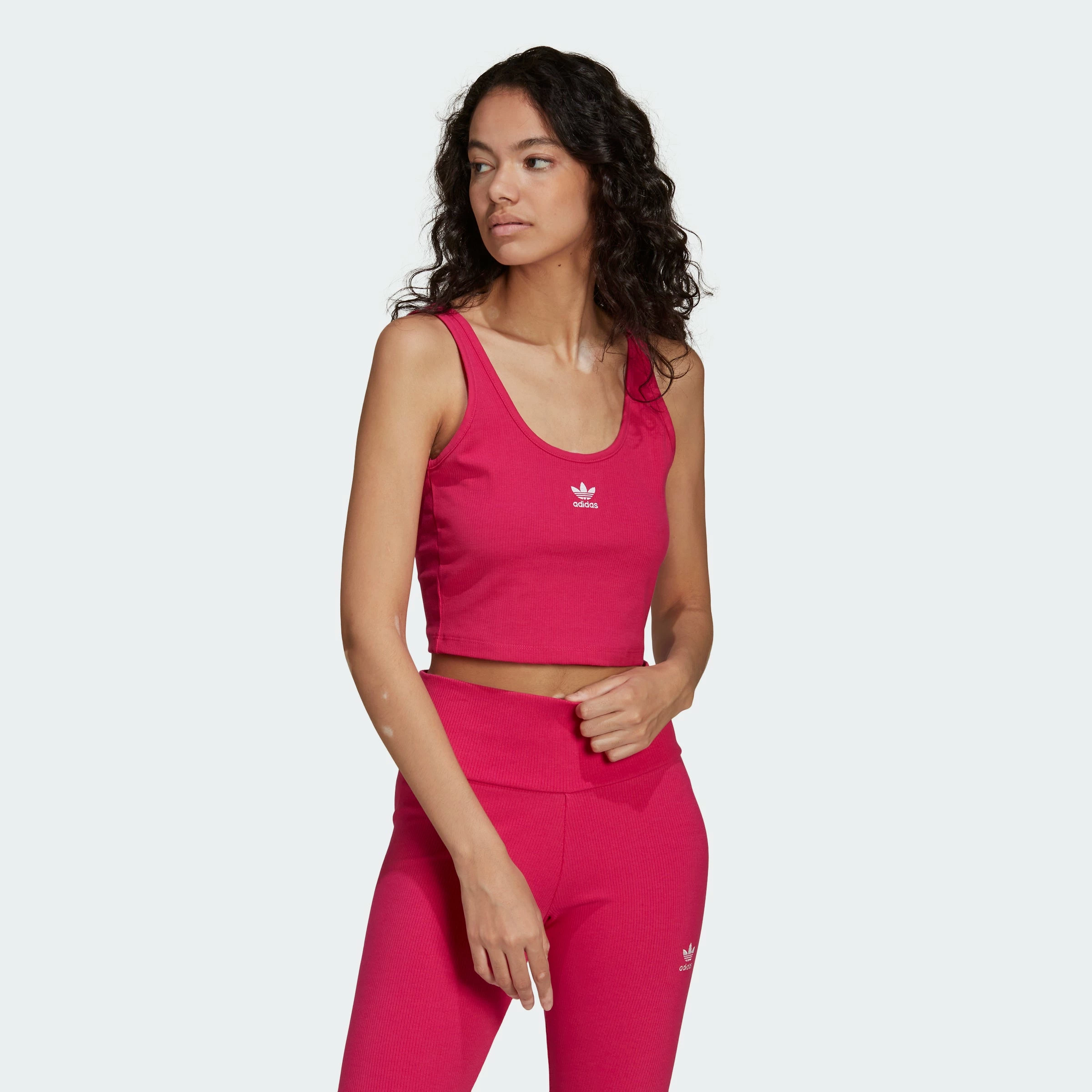 Women's Adidas Originals Essentials Rib Tank Top Real Magenta PINK 4 Women's Adidas Originals Essentials Rib Tank Top Real Magenta PINK - Image 2