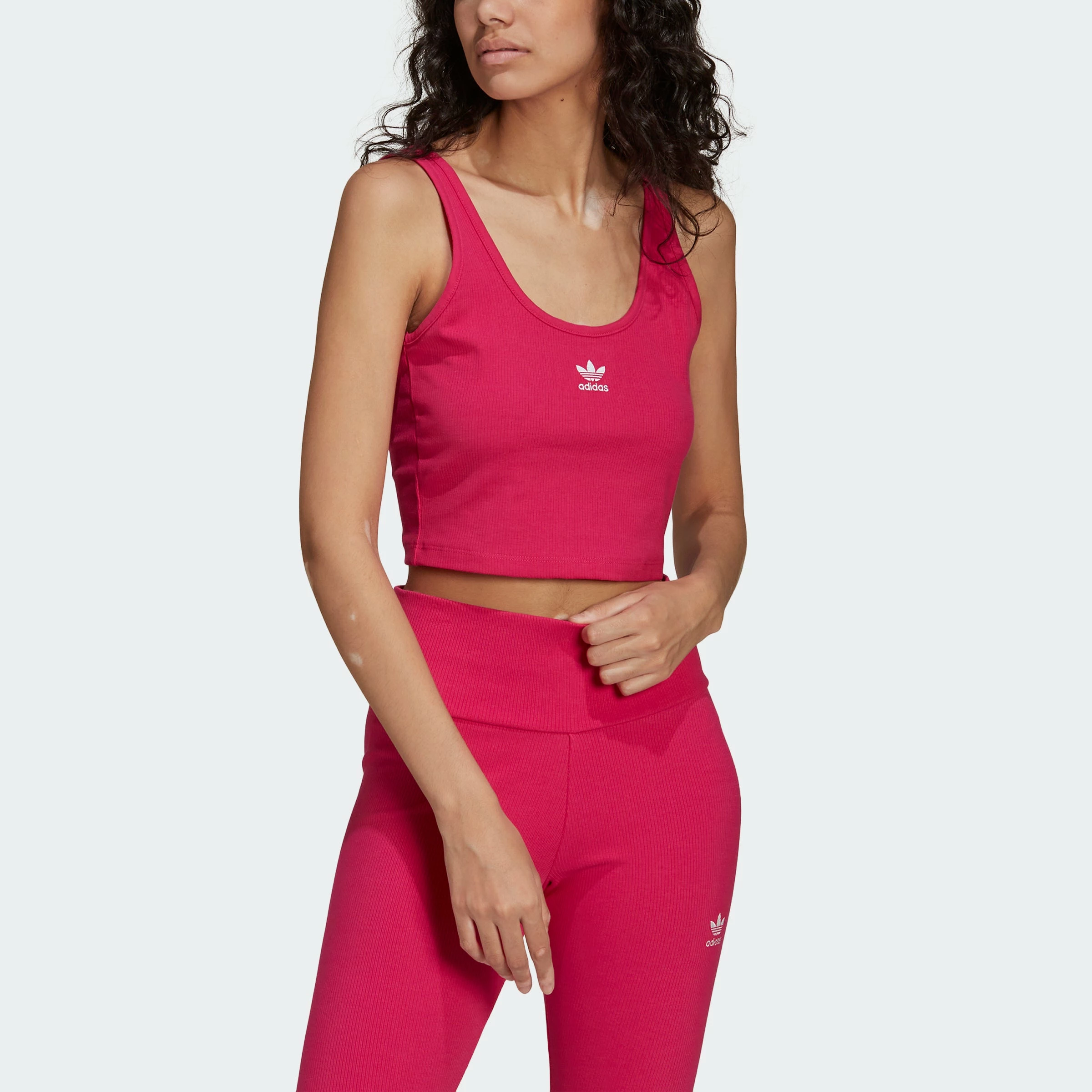 Women's Adidas Originals Essentials Rib Tank Top Real Magenta PINK 7 Women's Adidas Originals Essentials Rib Tank Top Real Magenta PINK - Image 5