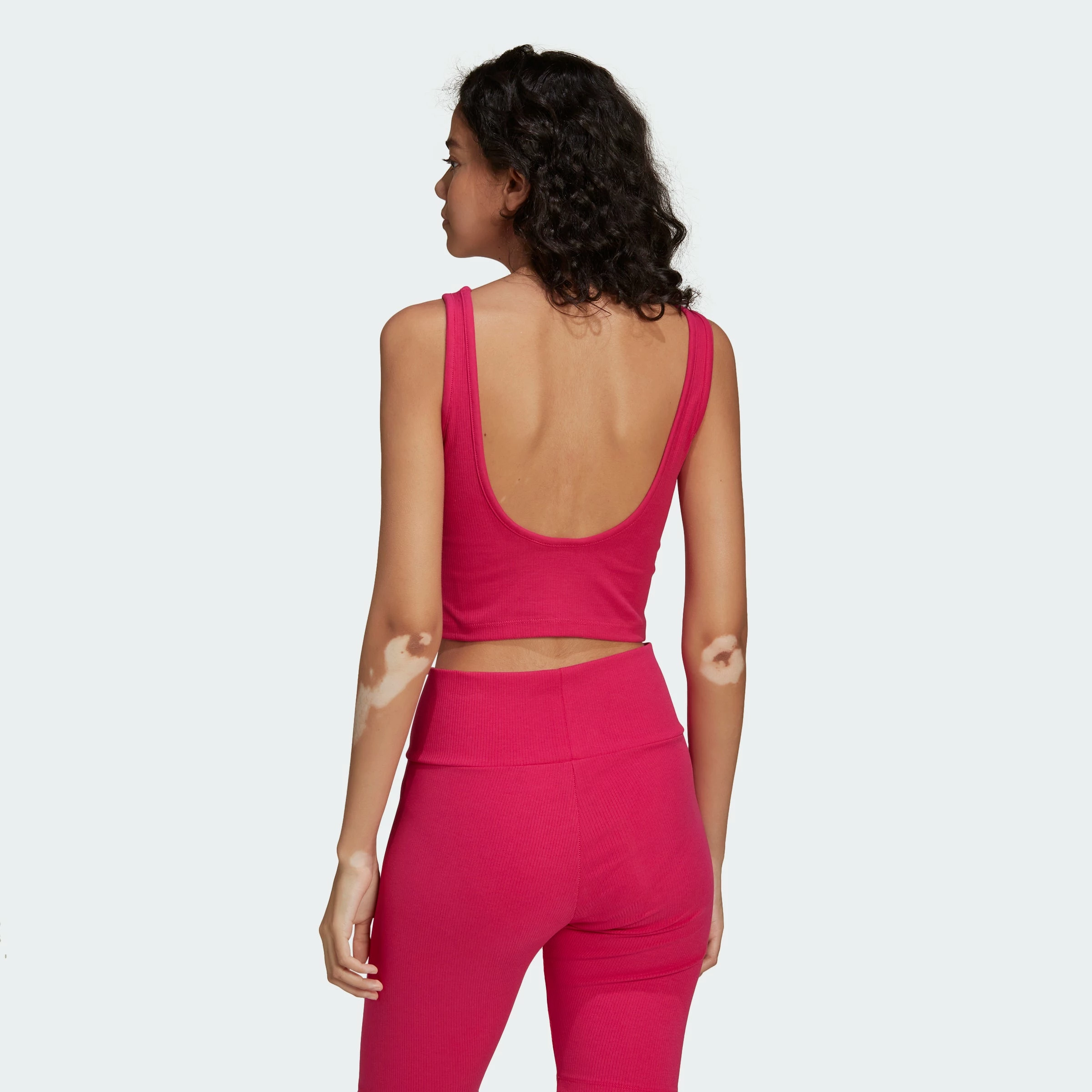 Women's Adidas Originals Essentials Rib Tank Top Real Magenta PINK 5 Women's Adidas Originals Essentials Rib Tank Top Real Magenta PINK - Image 3