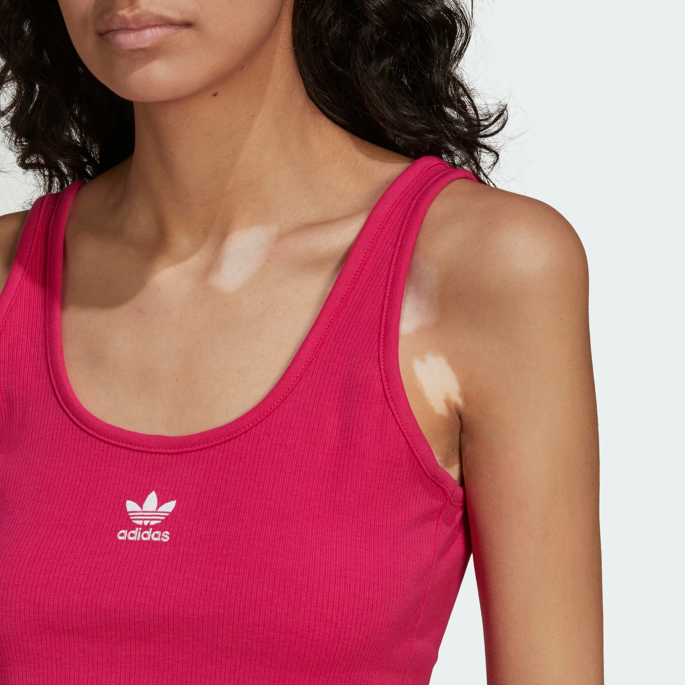 Women's Adidas Originals Essentials Rib Tank Top Real Magenta PINK 8 Women's Adidas Originals Essentials Rib Tank Top Real Magenta PINK - Image 6