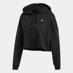 Women's Adidas Originals Fakten Cropped Hoodie Black BLACK