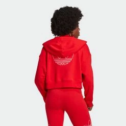 Women's Adidas Originals Hoodie Vivid Red RED -women‘s Sales Store Women sadidasOriginalsHoodieVividRedHK5168 5
