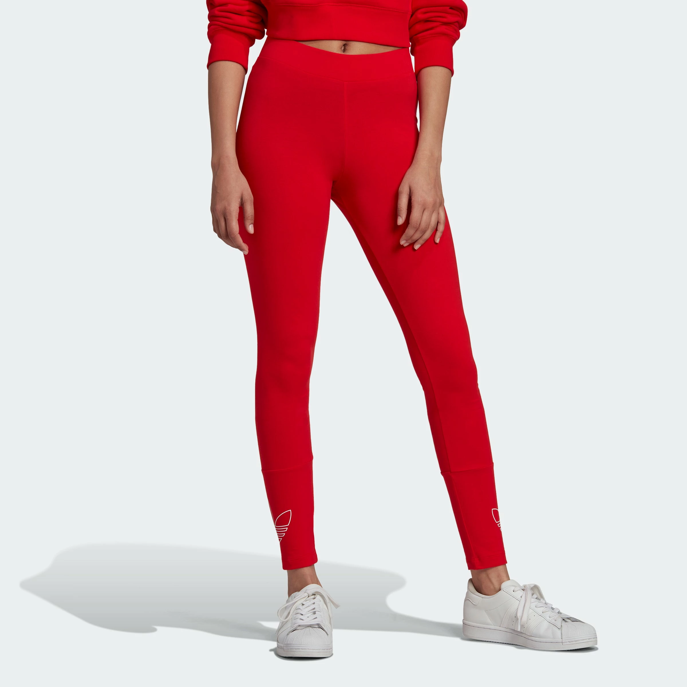 Women's Adidas Originals Leggings Vivid Red RED 4 Women's Adidas Originals Leggings Vivid Red RED - Image 2