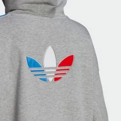 Women's Adidas Originals Tricolor Trefoil Crop Hoodie Grey GRAY 14 Women's Adidas Originals Tricolor Trefoil Crop Hoodie Grey GRAY -women‘s Sales Store Women sadidasOriginalsTricolorTrefoilCropHoodieGreyGN2855 3