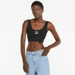Women's PUMA Classics Ribbed Crop Top Black BLACK 9 Women's PUMA Classics Ribbed Crop Top Black BLACK -women‘s Sales Store png 1 1