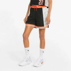 Women's PUMA Swish Maker Printed Basketball Shorts Black BLACK -women‘s Sales Store png 2